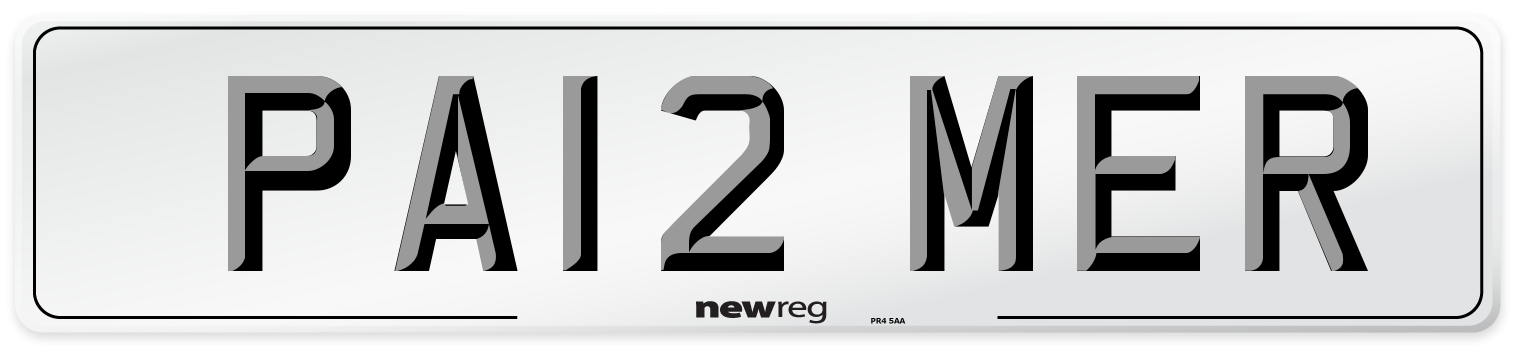 PA12 MER Number Plate from New Reg